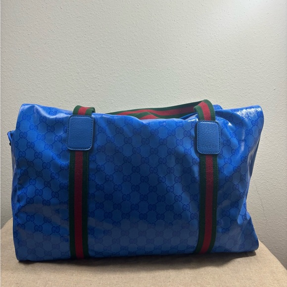 Gucci Medium GG Duffle Bag With Web - Picture 2 of 9